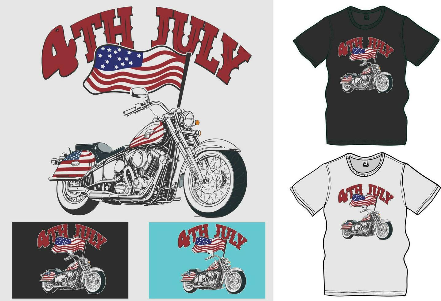 Celebrate 4th of July with a Patriotic Motorcycle Ride, The Ultimate Collection of Independence Day T-Shirt Designs vector