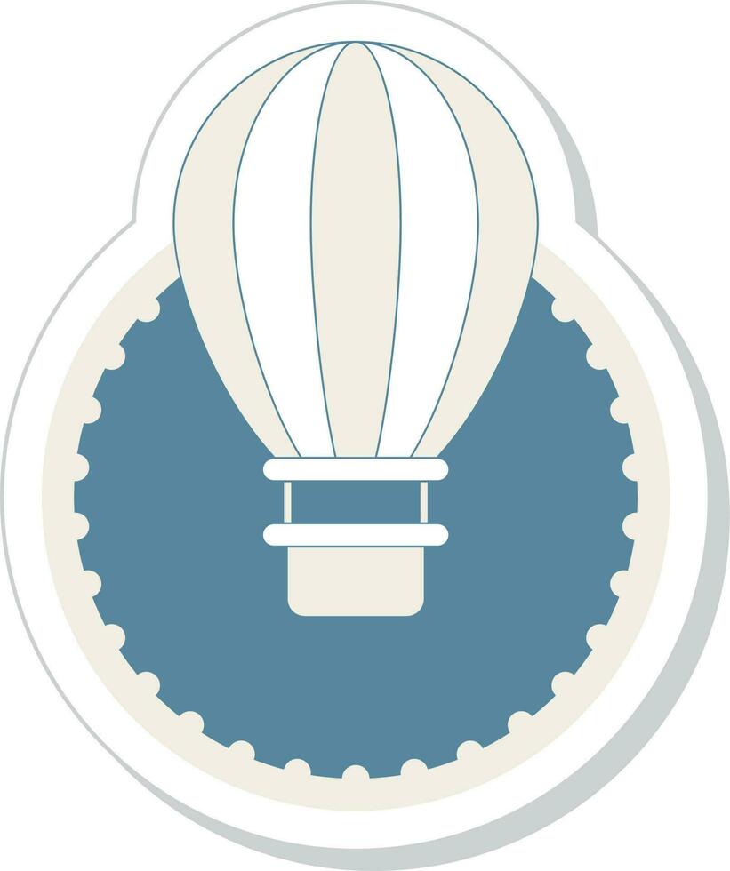 Isolated Hot Air Balloon Against Circle Background In Sticker Style. vector