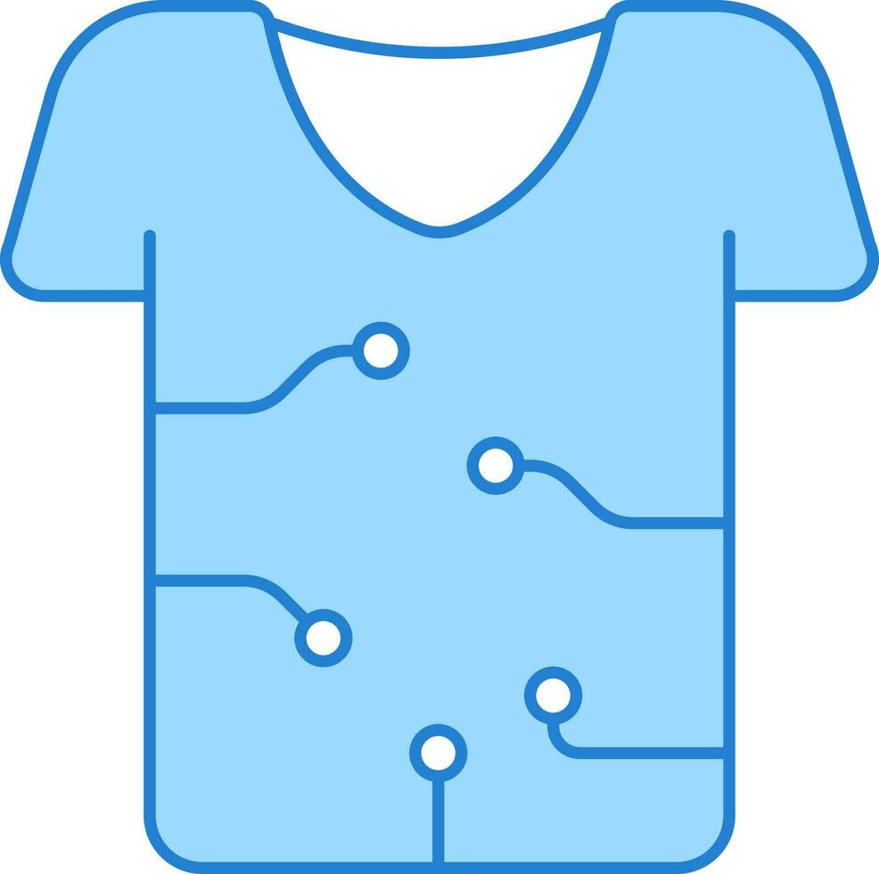 Blue Haptic Cloth Of T-shirt Flat Icon. vector