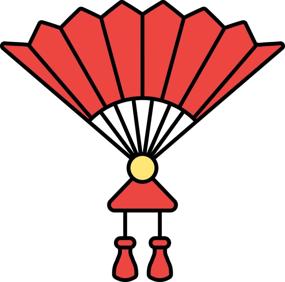 Flat Illustration Of Chinese Fan Red Icon. vector