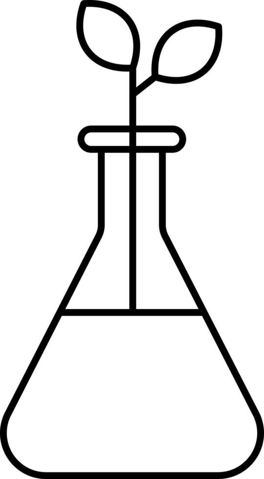 Plant In Chemical Erlenmeyer Flask Black Stroke Icon. vector