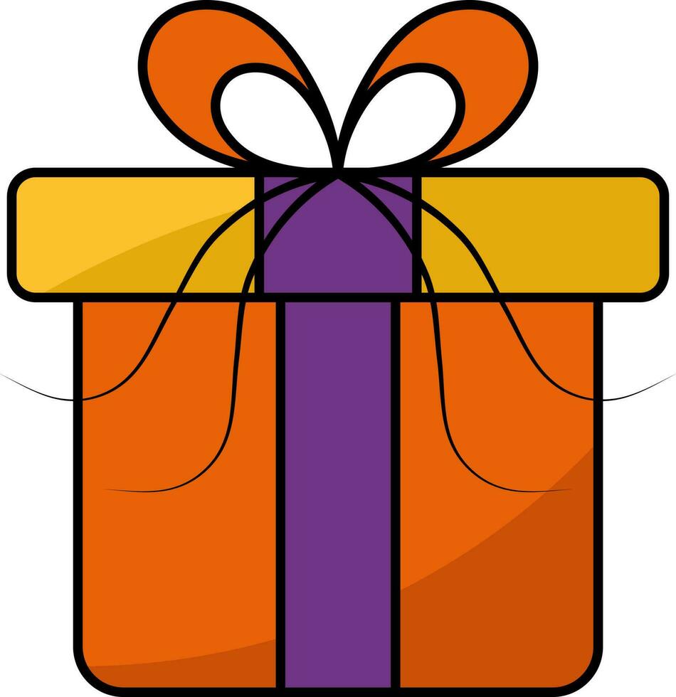 aislado rojo y naranja regalo caja icono en plano estilo. vector