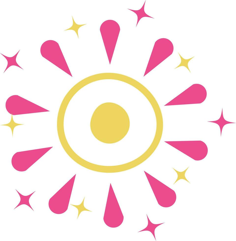 Pink And Yellow Bursting Firework Star Against White Background. vector