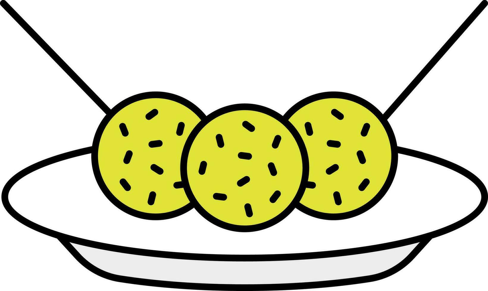 Yellow Jian Dui Dish Plate Flat Icon Or Symbol. vector