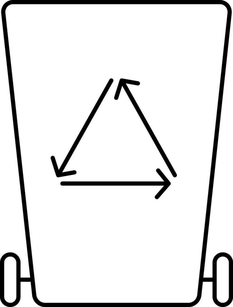 Black Stroke Illustration Of Recycling Bin Icon. vector