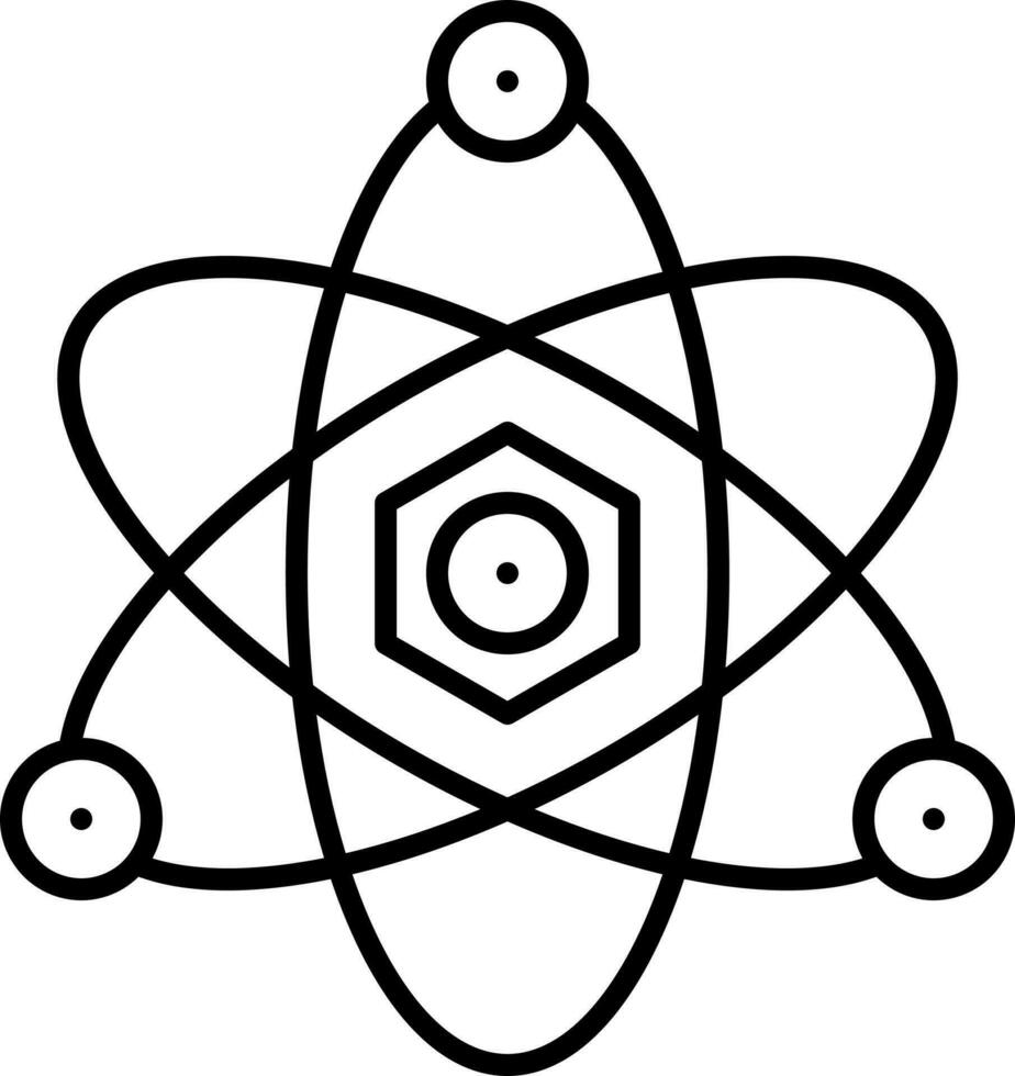 Atom Struture Icon In Black Outline. vector