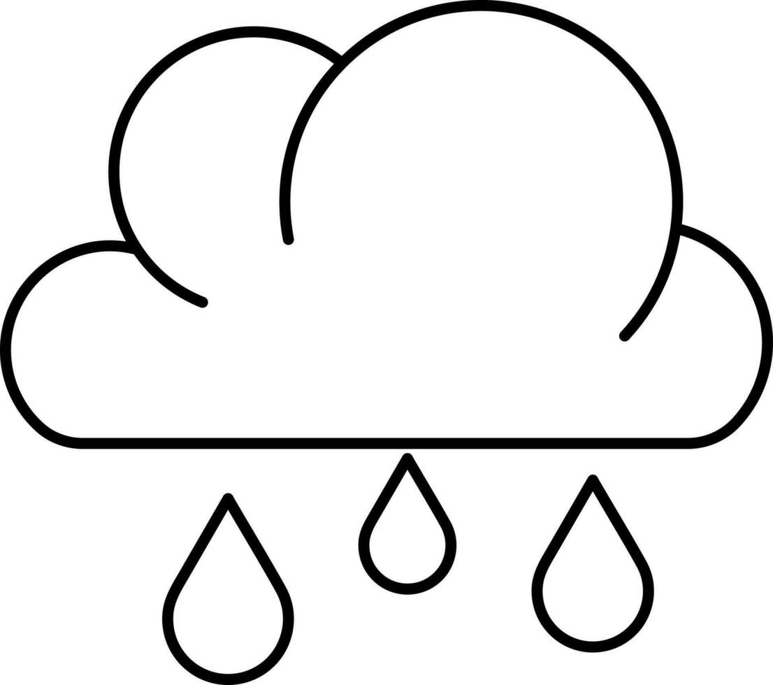 ilustración de lluvioso nube icono en negro ataque. vector