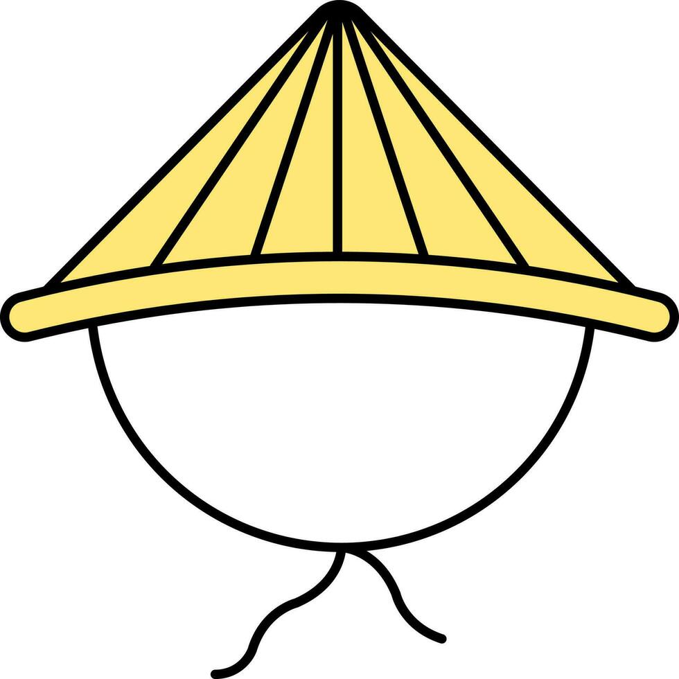 Isolated Conical Hat Icon In Yellow Color. vector