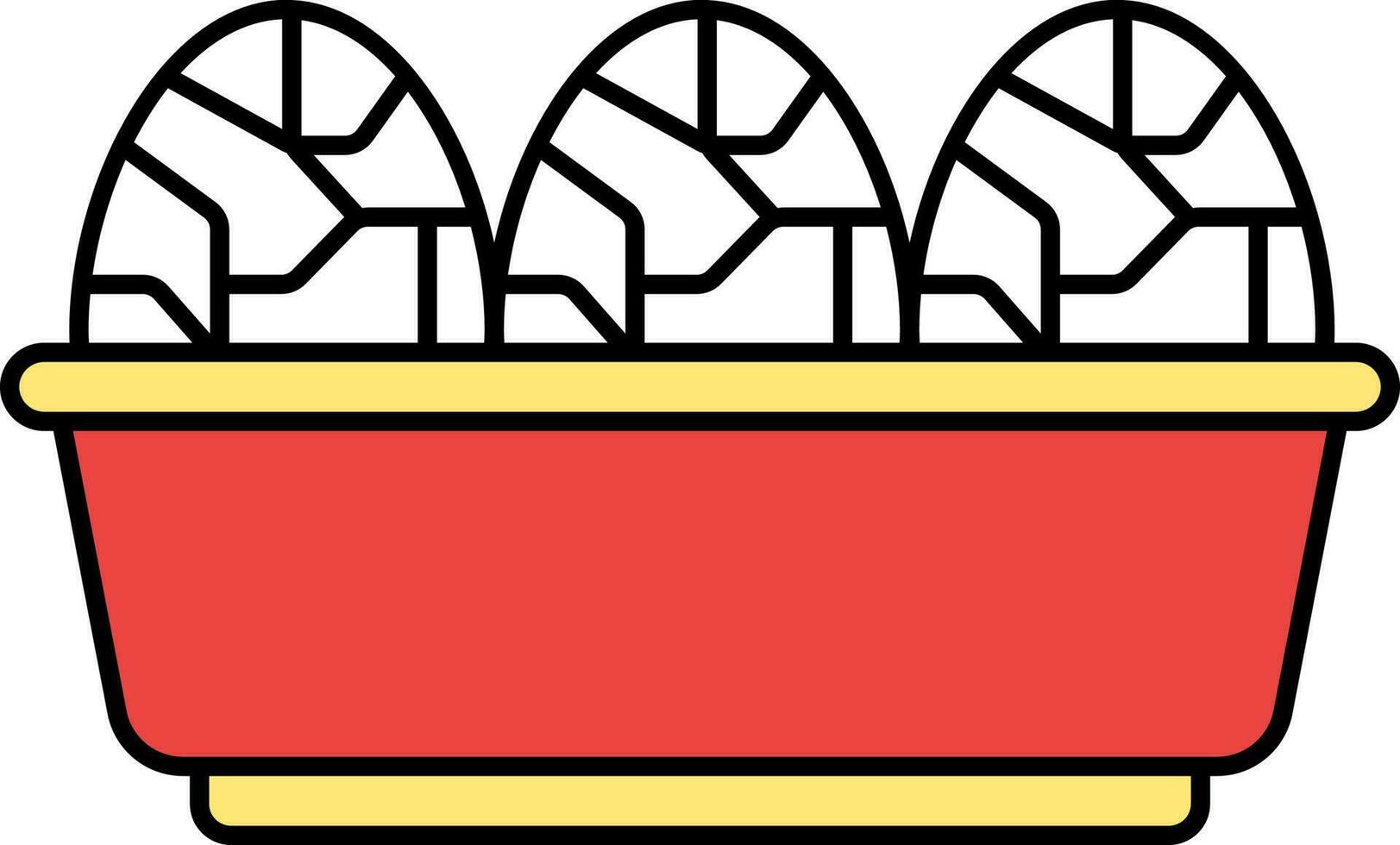 Flat Style Tea Eggs Bowl Red And Yellow Icon. vector
