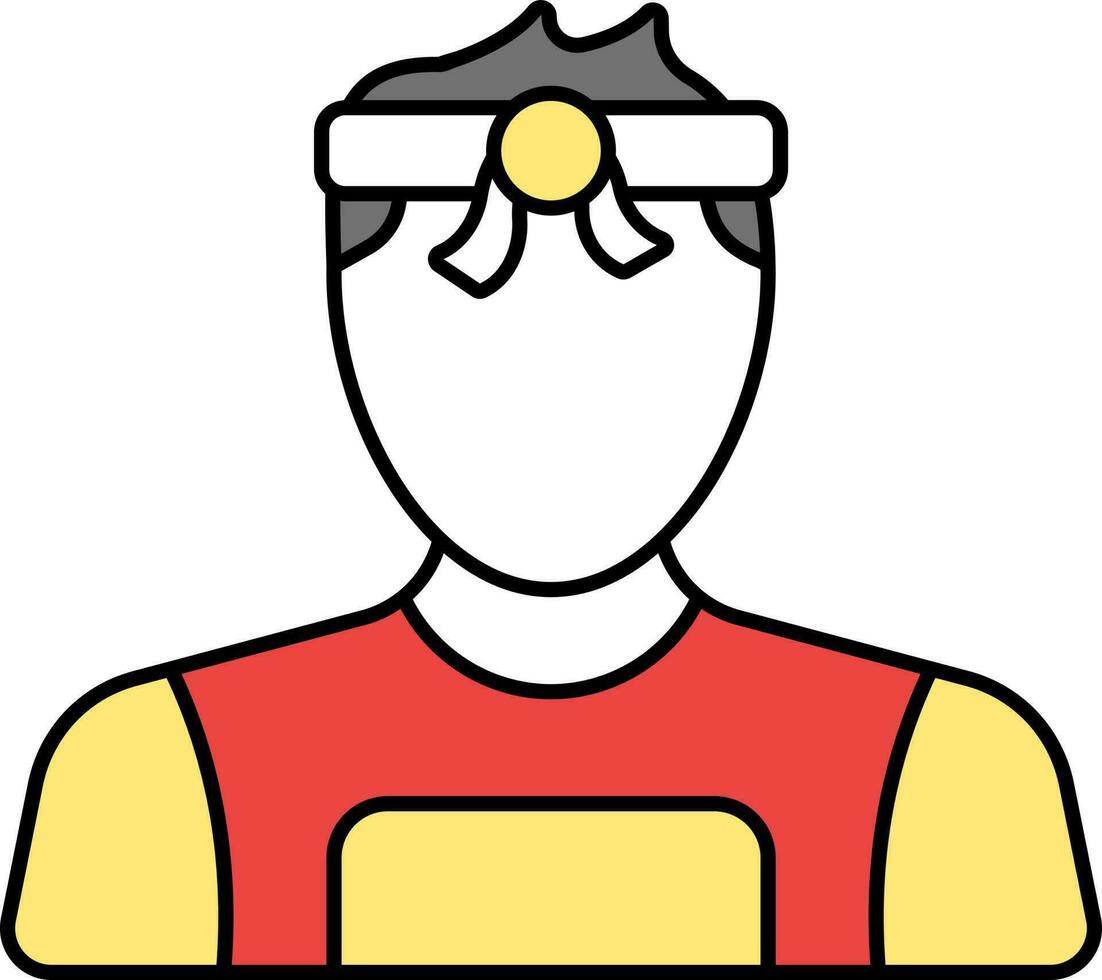 Faceless Man Wearing Headband Red And Yellow Icon. vector