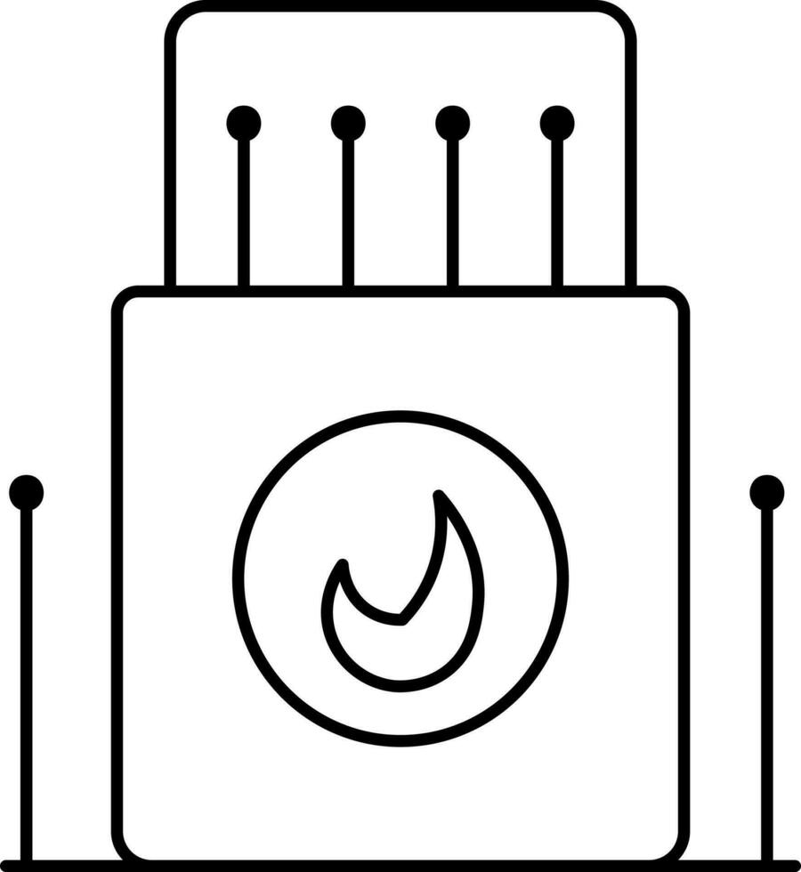 Matchbox Icon In Black Line Art. vector