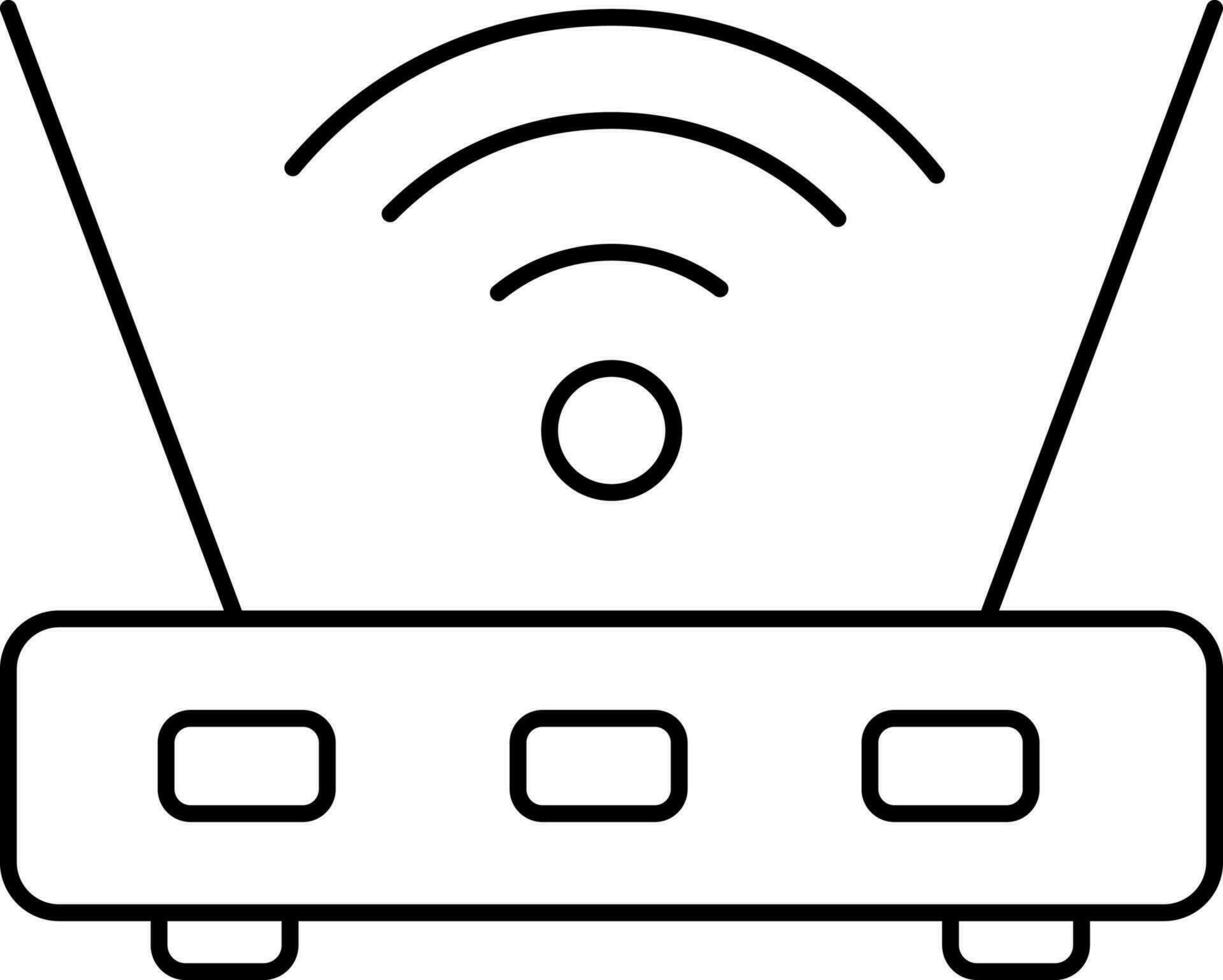 Router Icon In Black Line Art. vector