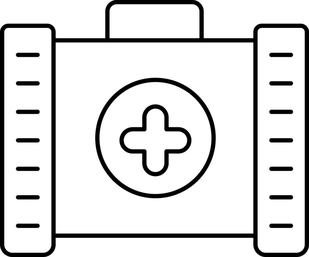 First Aid Kit Icon In Thin Line Art. vector