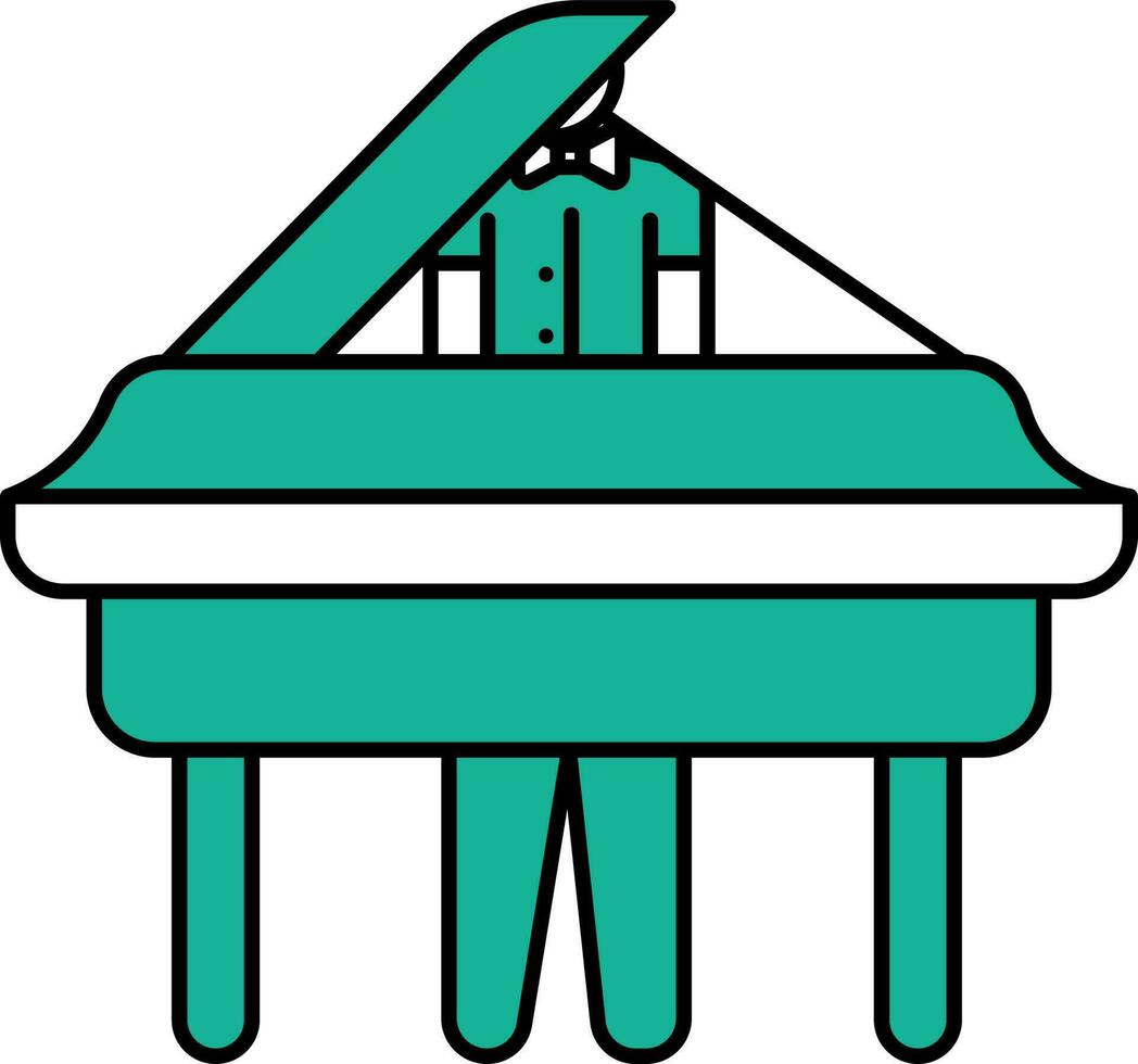 pianista jugando piano icono en plano estilo. vector