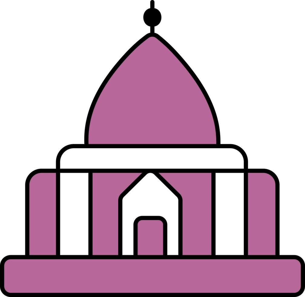 Pagoda Icon In Purple And White Color. vector