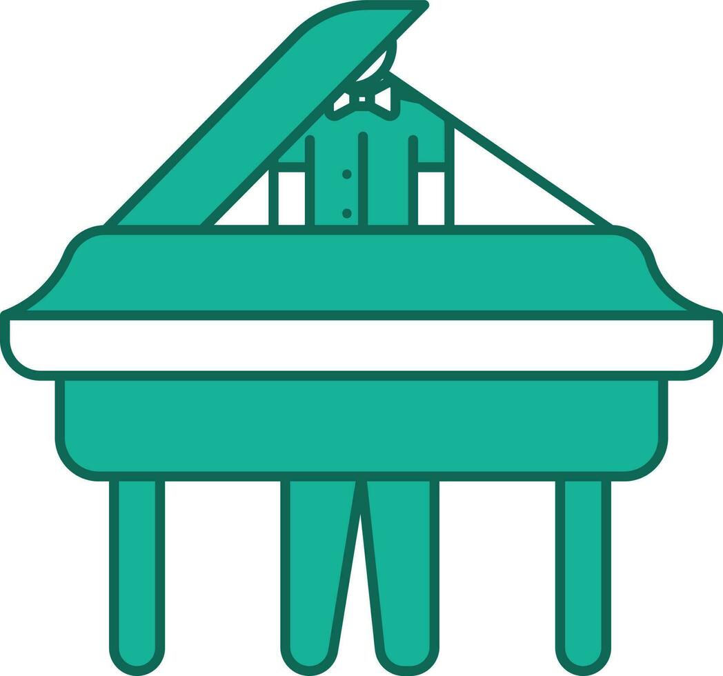 Pianist Playing Piano Icon In Flat Style. vector
