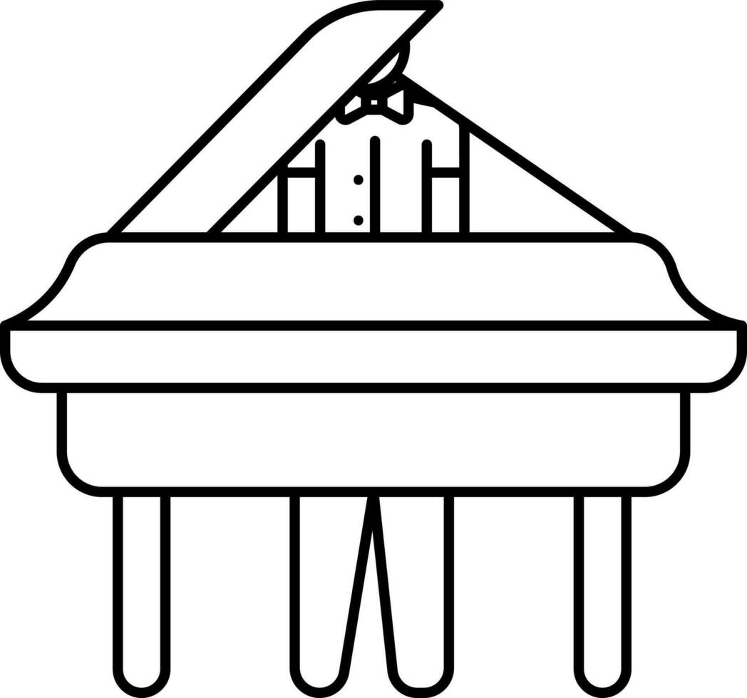 Pianist Playing Piano Icon In Flat Style. vector