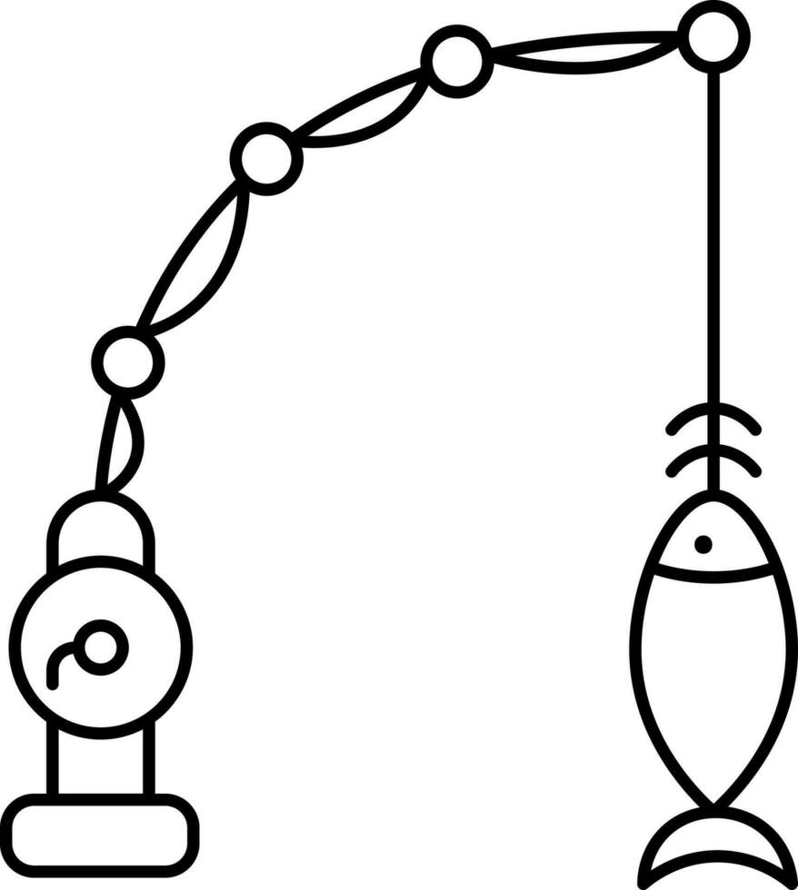 Fishing Rod Icon In Line Art. vector