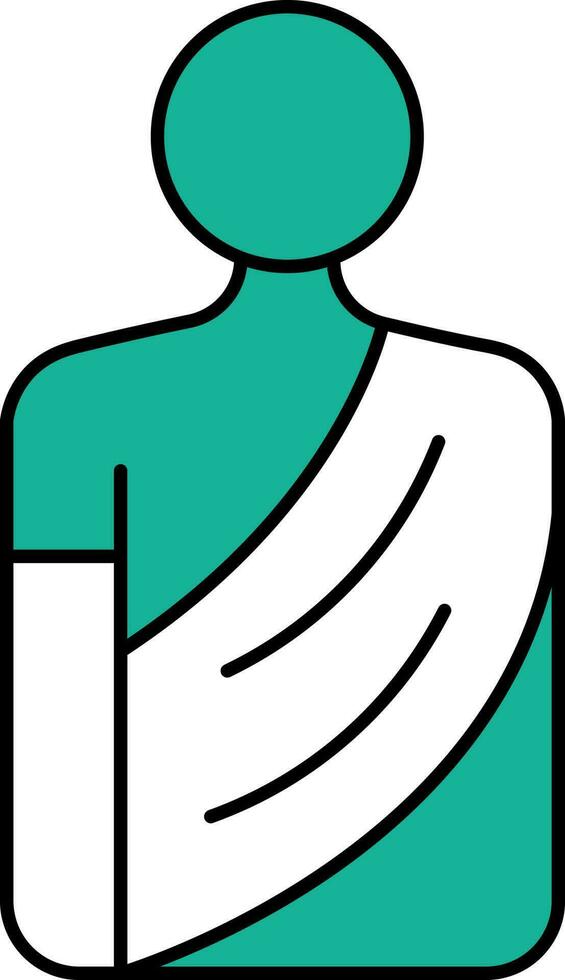 Monk Icon In Green And White Color. vector