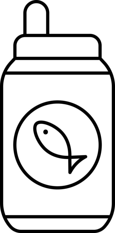Canned Fish Food Icon In Black Outline. vector