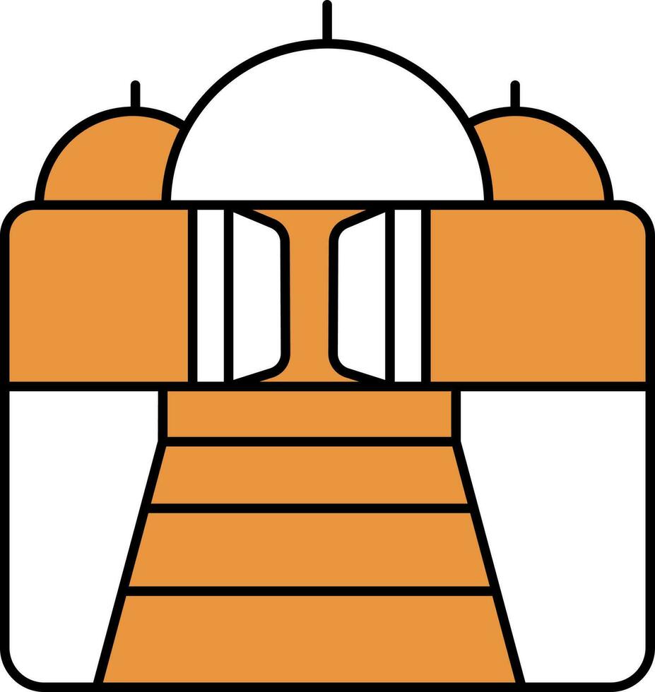 Orange And White Color Angkor Wat Icon. vector