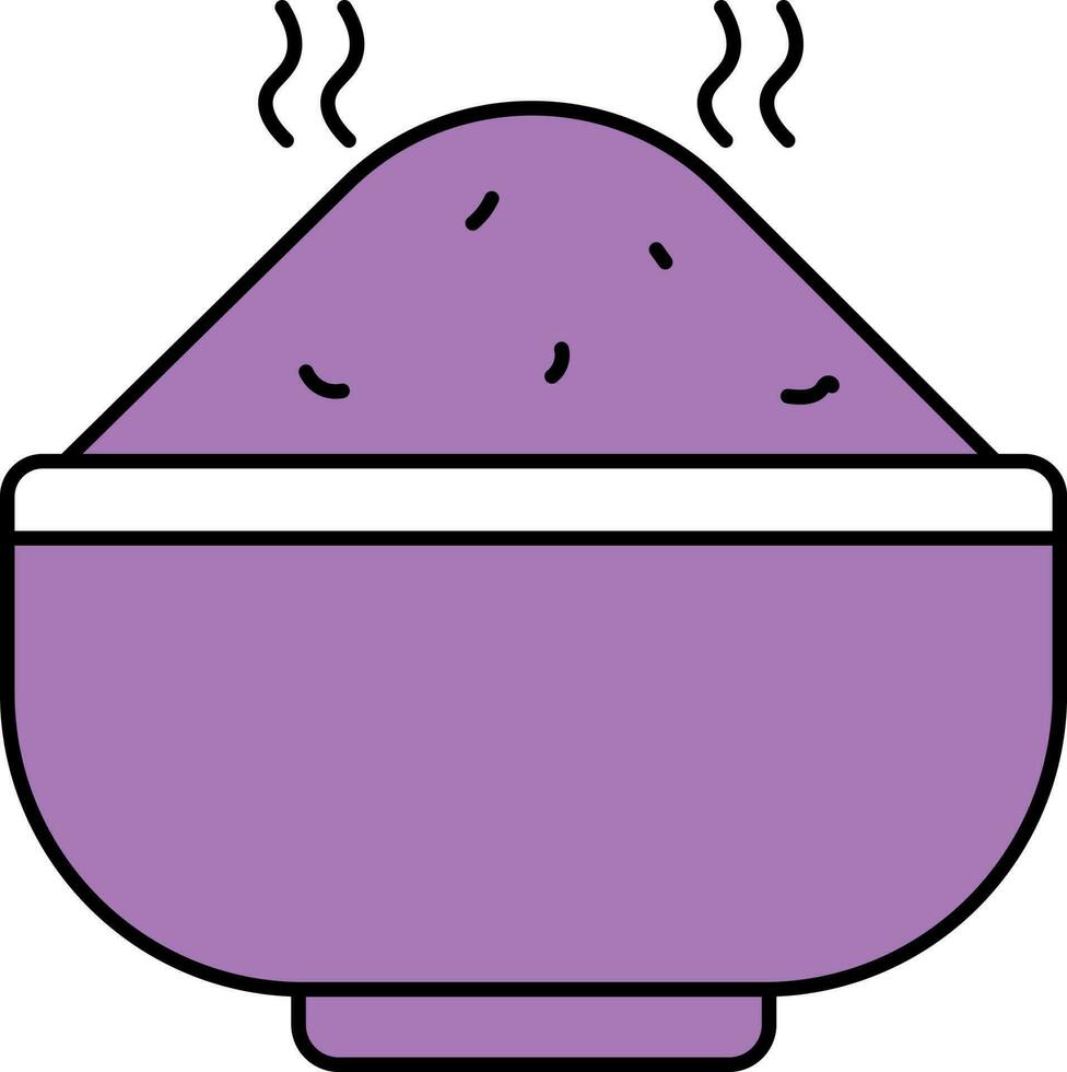 Rice Bowl Icon In Purple And White Color. vector
