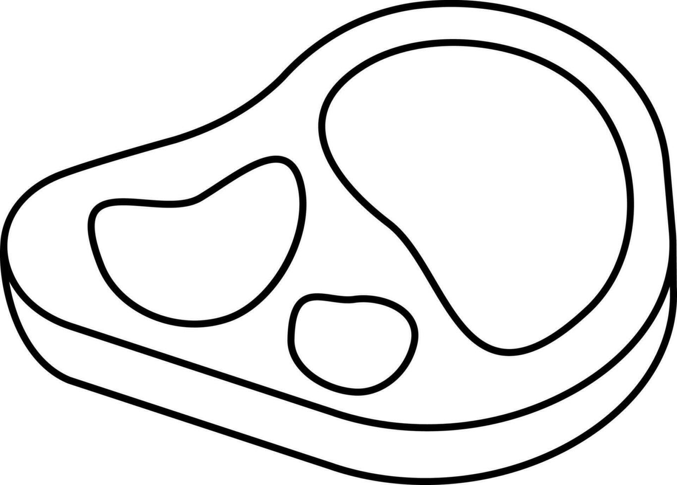 Beef Icon In Black Line Art. vector