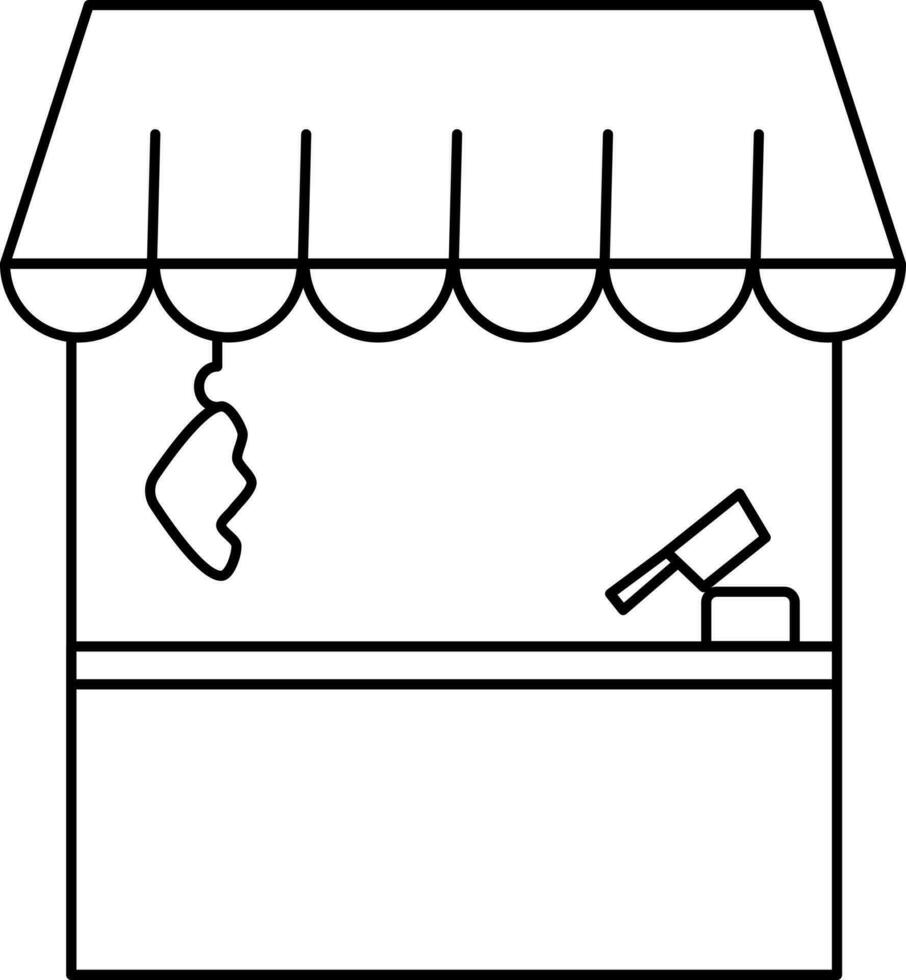 Butcher Shop Icon In Black Outline. vector