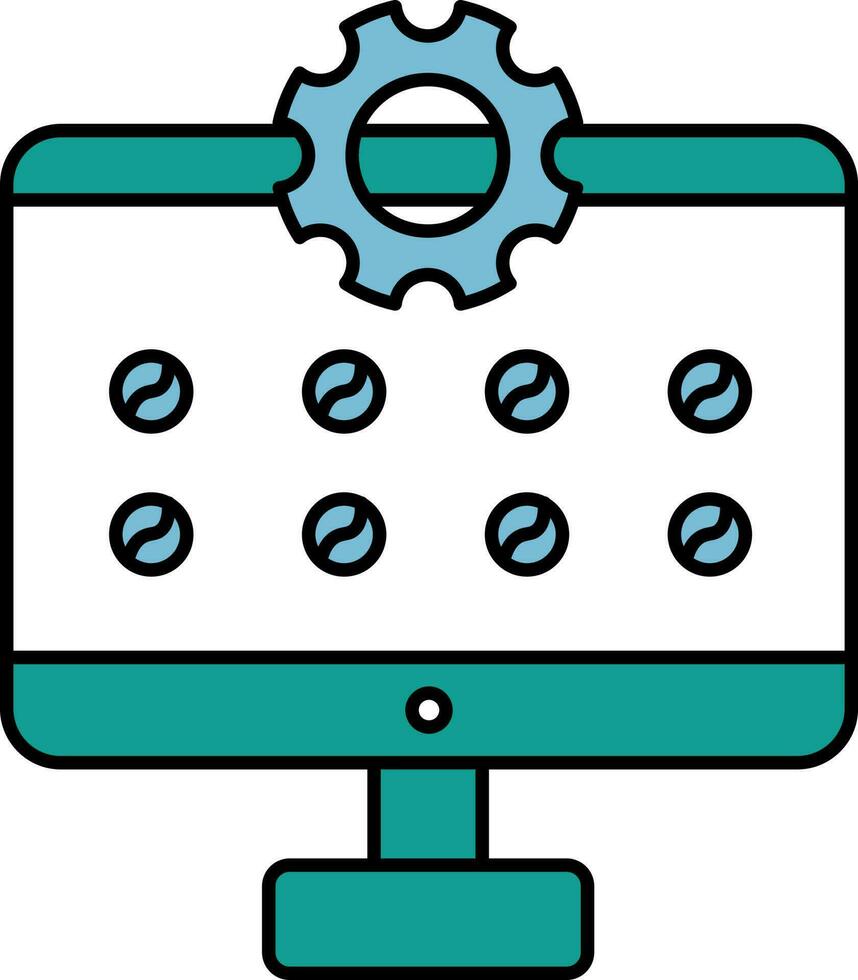 Setting Thumbnails in Desktop Screen Teal and White Color Icon. vector
