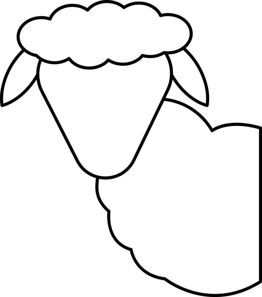 Sheep Icon In Black Outline. vector