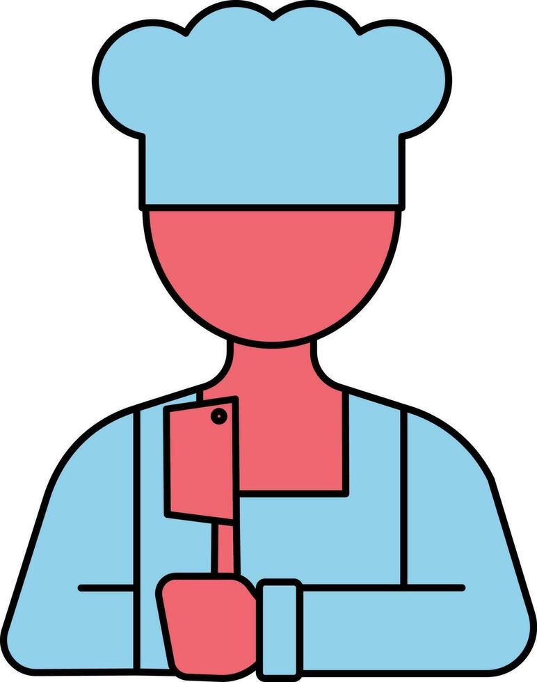 Chef Holding Cleaver Icon In Flat Style. vector