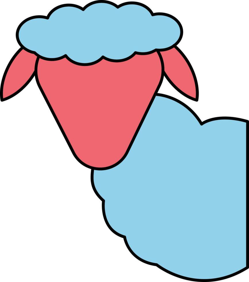 Sheep Icon In Blue And Red Color. vector