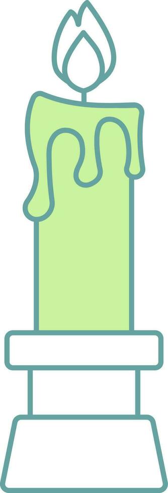 Illustration Of Lit Candle Icon In Green And White Color. vector