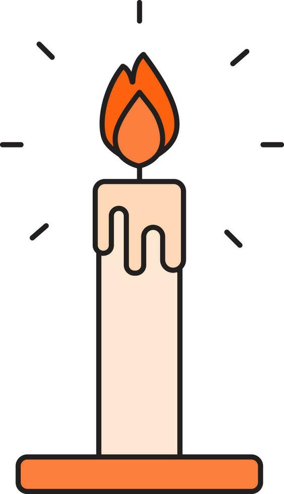 Illustration Of Burning Candle Icon In Orange Color. vector