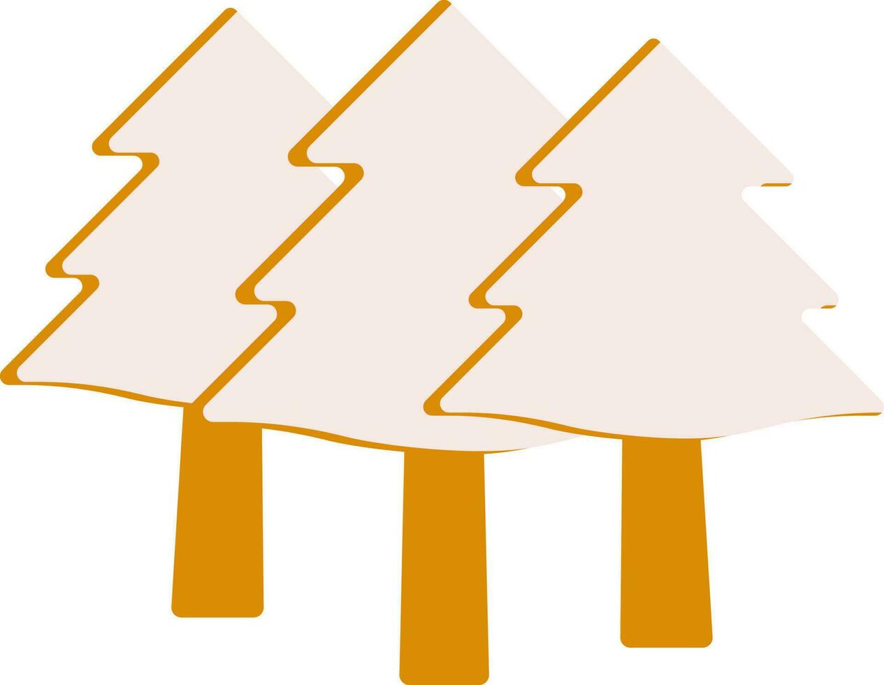 Pale Pink And Yellow Xmas Tree Forest Icon Or Symbol. vector