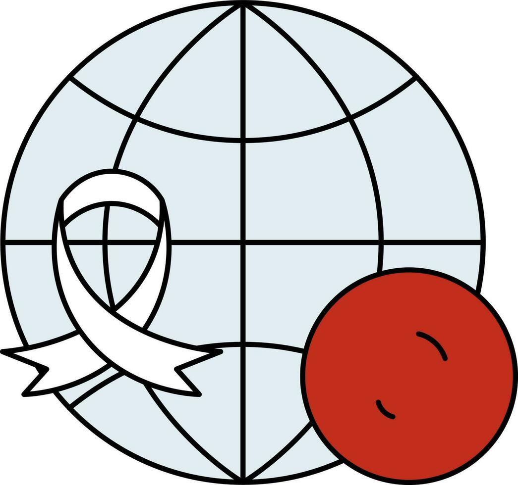 Cancer Defective World Globe Blue And Red Icon. vector