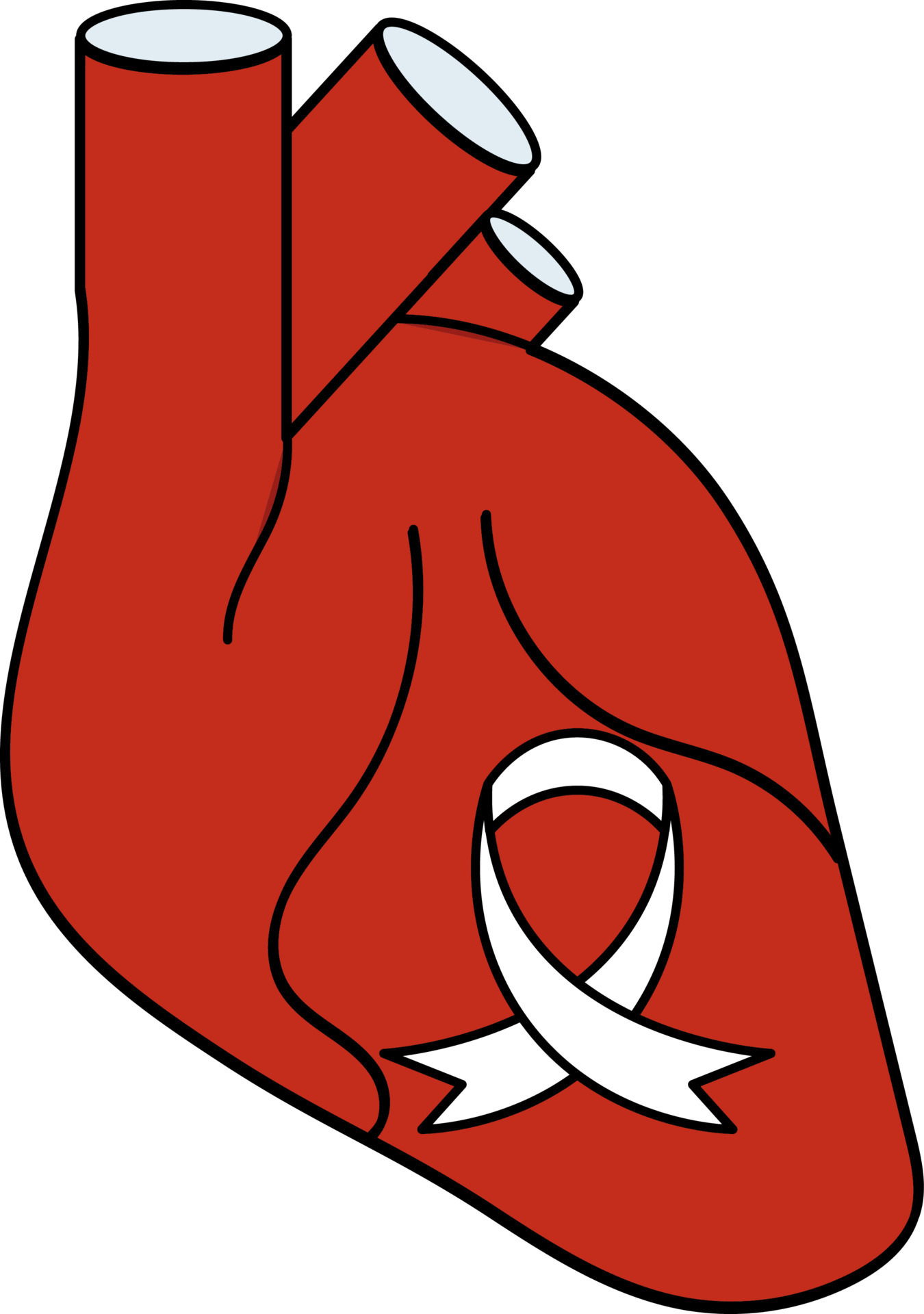 Heart With Awareness Ribbon Flat Icon In Red And White Color. 24196474