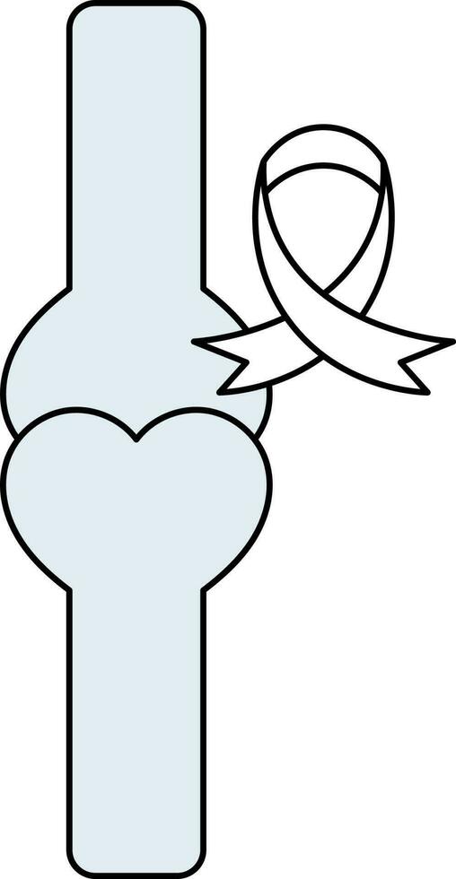 Awareness Ribbon With Joint Bone Icon In Blue And White Color. vector