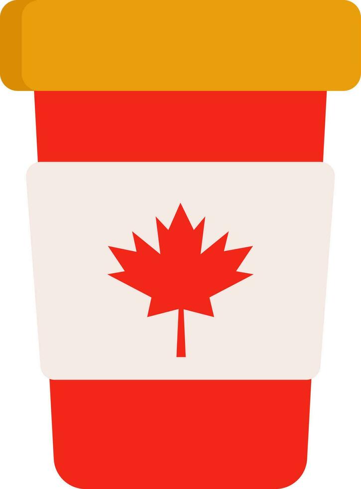 Canadian Drink Cup Icon In Flat Style. vector