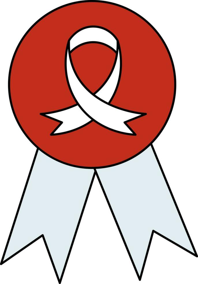 Awareness Ribbon With Badge Meal Red And Blue Icon. vector