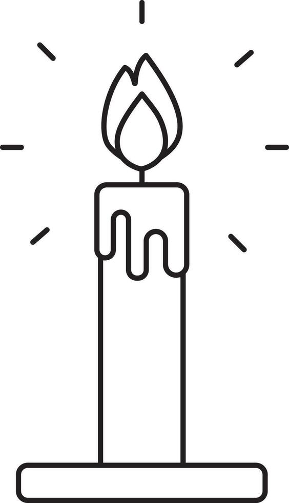 Illustration Of Burning Candle Icon In Outline Style. vector