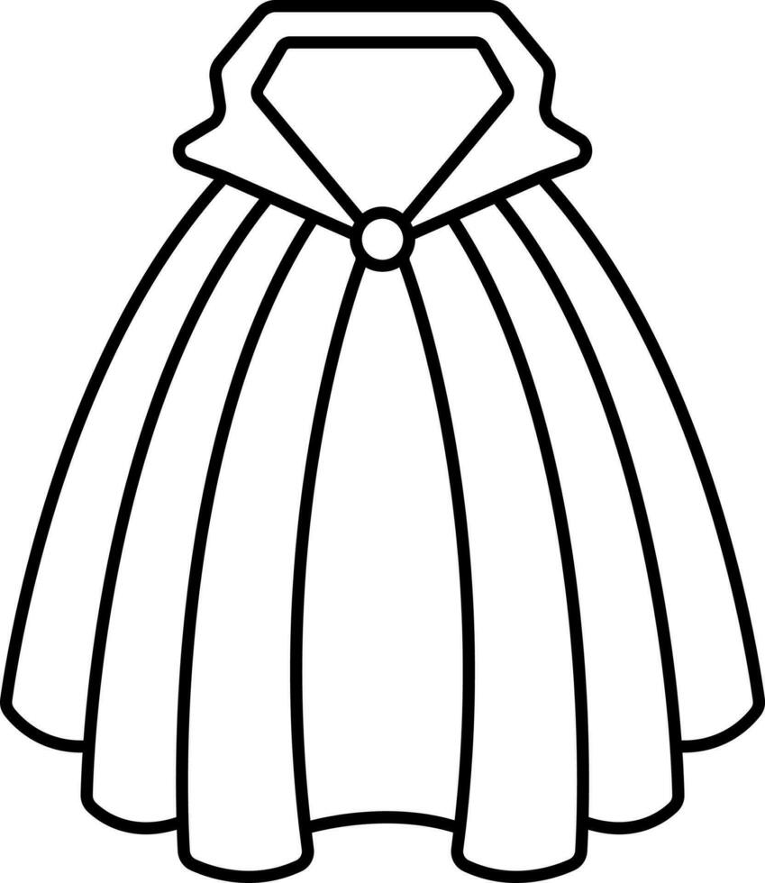 Black Color Outline Cape Icon in Flat Style. vector