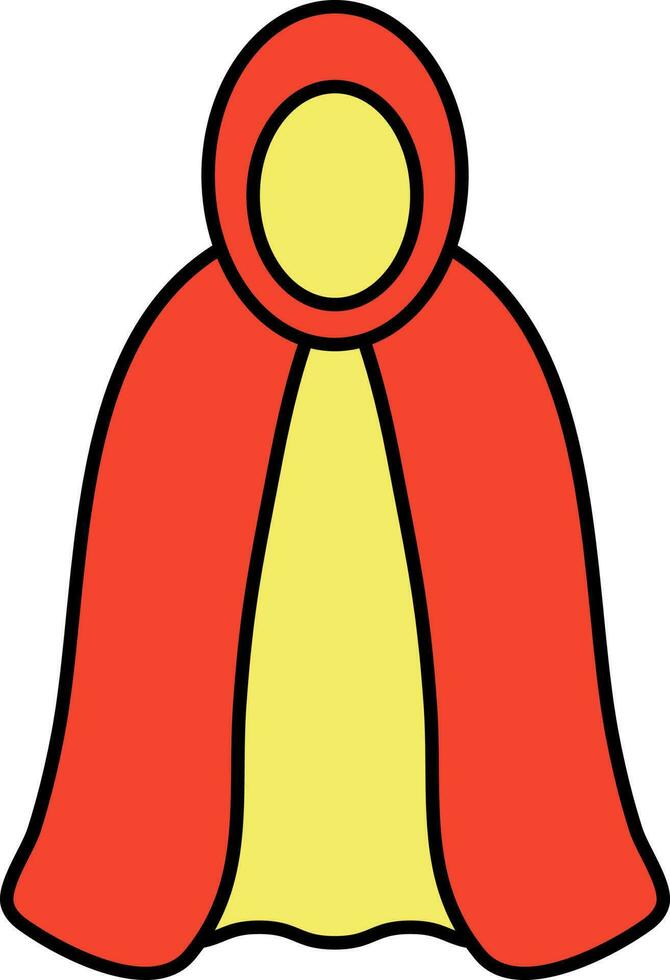 Red And Yellow Color Cape or Cloak Icon in Flat Style. vector