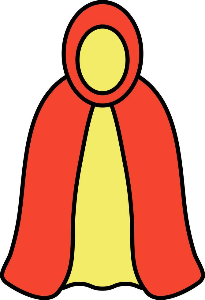 Red And Yellow Color Cape or Cloak Icon in Flat Style. vector