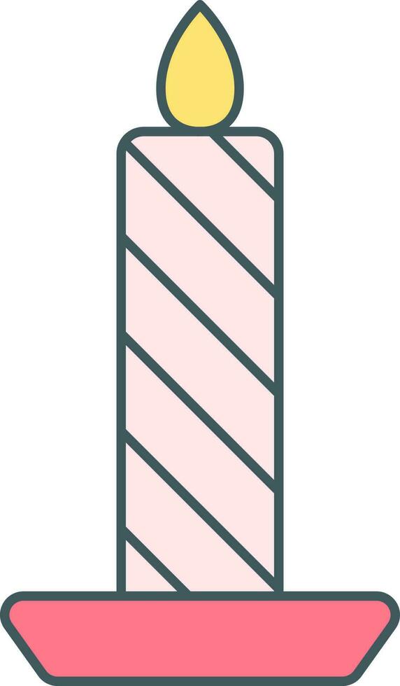 Burning Candle Icon In Pink Color. vector