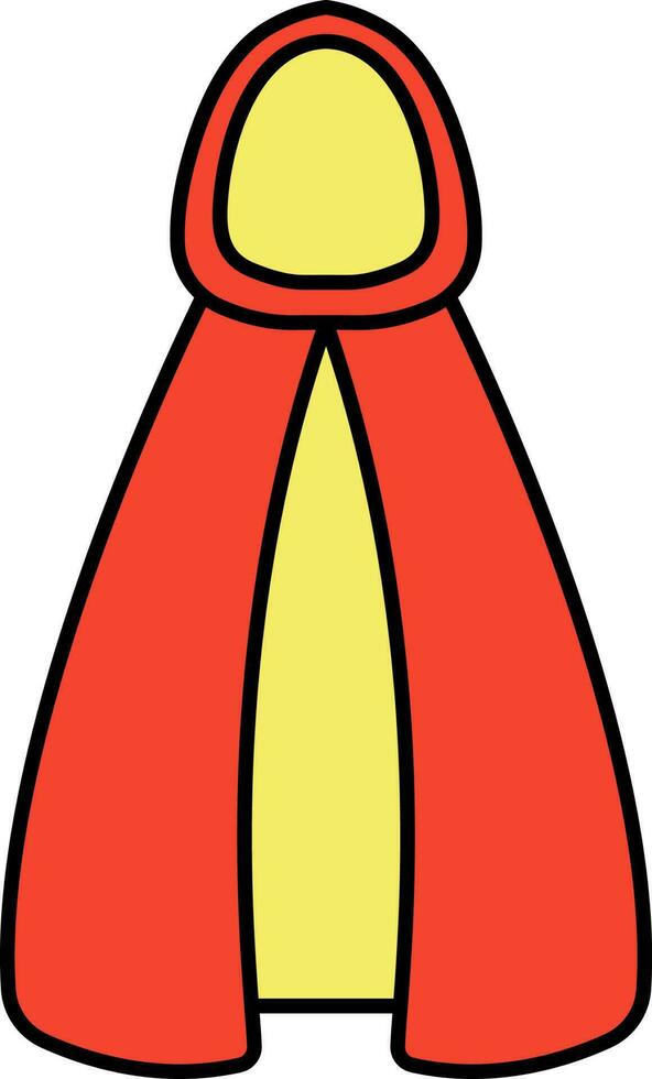 Red And Yellow Color Cloak Icon in Flat Style. vector