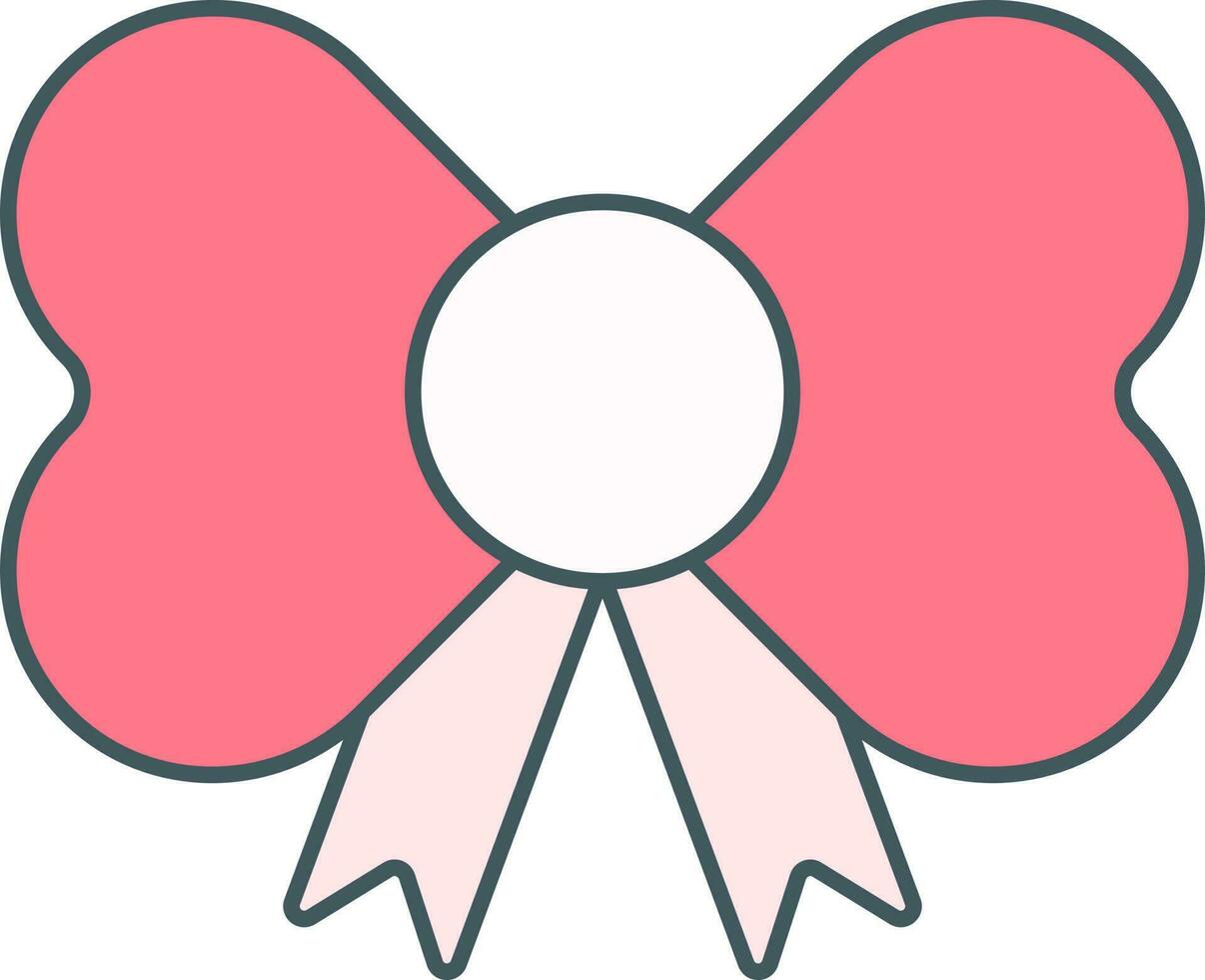 Bow Ribbon Icon In Pink Color. vector