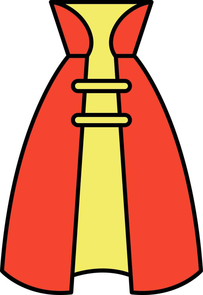 Illustration of Cape Icon in Red And Yellow Color. vector