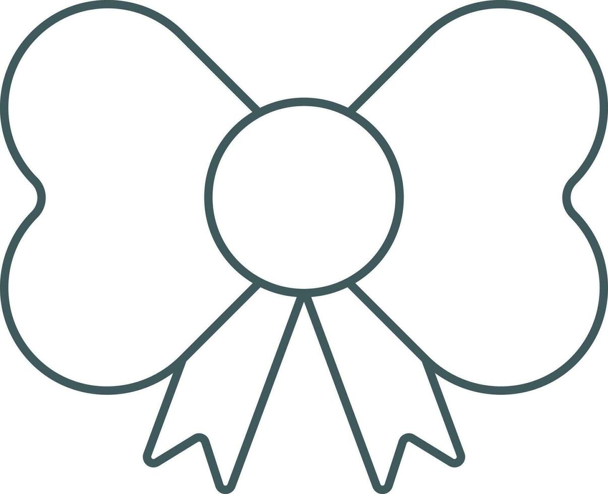 Bow Ribbon Icon In Grey Outline. vector