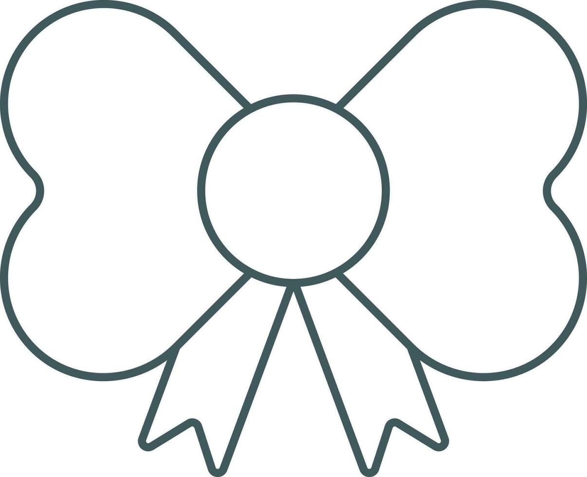 Bow Ribbon Icon In Grey Outline. vector